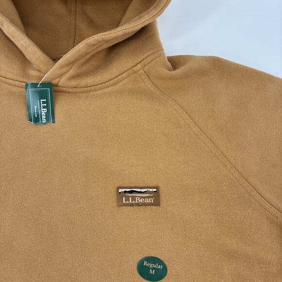 LL BEAN Sweatshirt Men Medium Brown Hoodie Pullover Patch Outdoors Hiking NWT - Picture 6 of 15